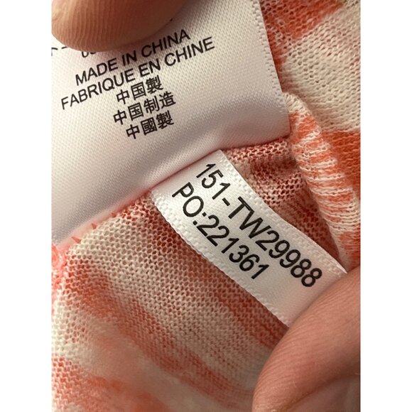 Tommy Bahama 100% Cotton Orange White Stripe‎ Top Floral Hem Scoop Neck Medium - Picture 7 of 8